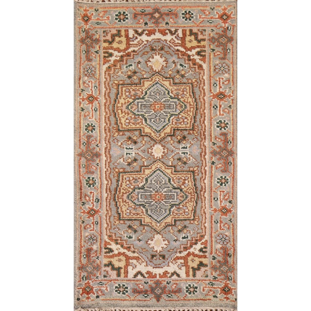 Gray Heriz Serapi Oriental Rug Hand-knotted Wool Carpet - 4'0"x 2'0"