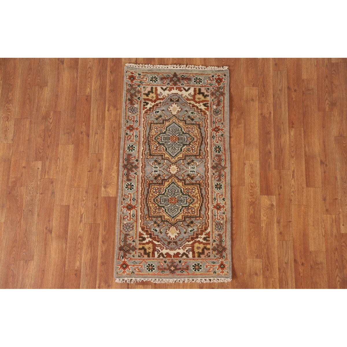 Gray Heriz Serapi Oriental Rug Hand-knotted Wool Carpet - 4'0"x 2'0"