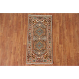 Gray Heriz Serapi Oriental Rug Hand-knotted Wool Carpet - 4'0"x 2'0"