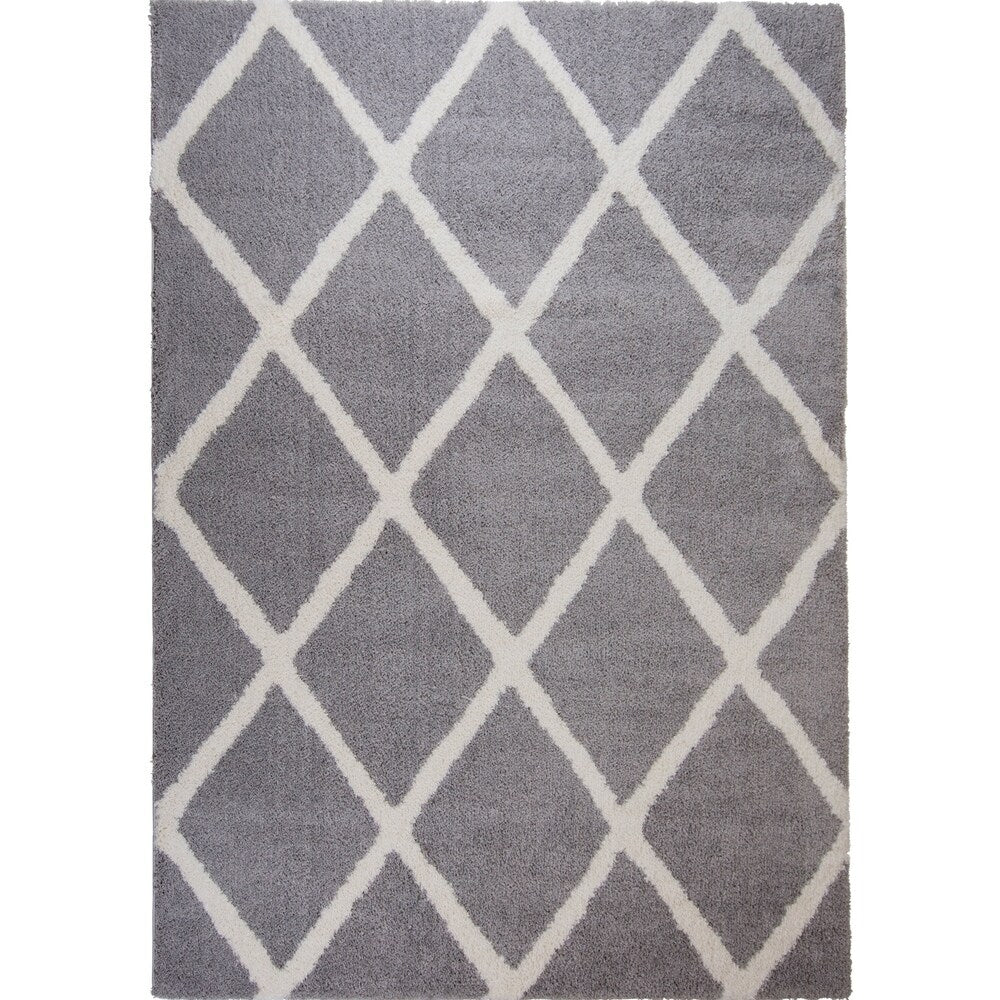 Gray & Ivory Diamond Ramapo Shag Area Rug - 39"x55