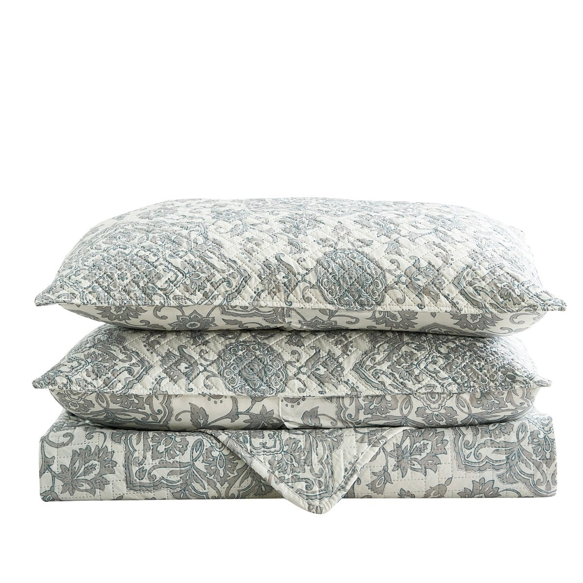 Gray Lightweight Bedspread Coverlet Set with Shams Bedding Set for All Season