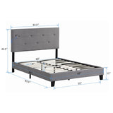 Gray Modern Button Tufted Upholstered Bed Frame, Easy Assembly