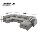 Gray Modular Sectional Sofa Bed with Ottoman, Convertible U-Shape