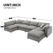 Gray Modular Sectional Sofa Bed with Ottoman, Convertible U-Shape