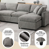 Gray Modular Sectional Sofa Bed with Ottoman, Convertible U-Shape