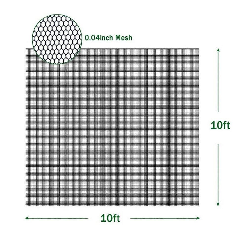 Gray Mosquito Net DIY Fabric Insect Pest Barrier Netting Curtains - 10ftx10ft