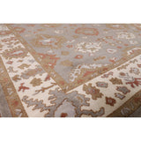 Gray Oushak Indian Area Rug Handmade Geometric Wool Carpet - 8'4"x 9'10"