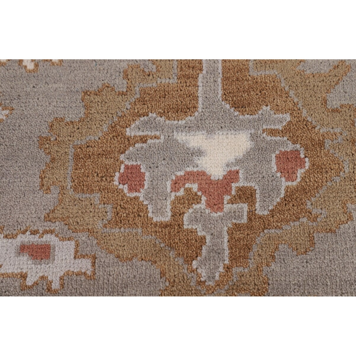 Gray Oushak Indian Area Rug Handmade Geometric Wool Carpet - 8'4"x 9'10"