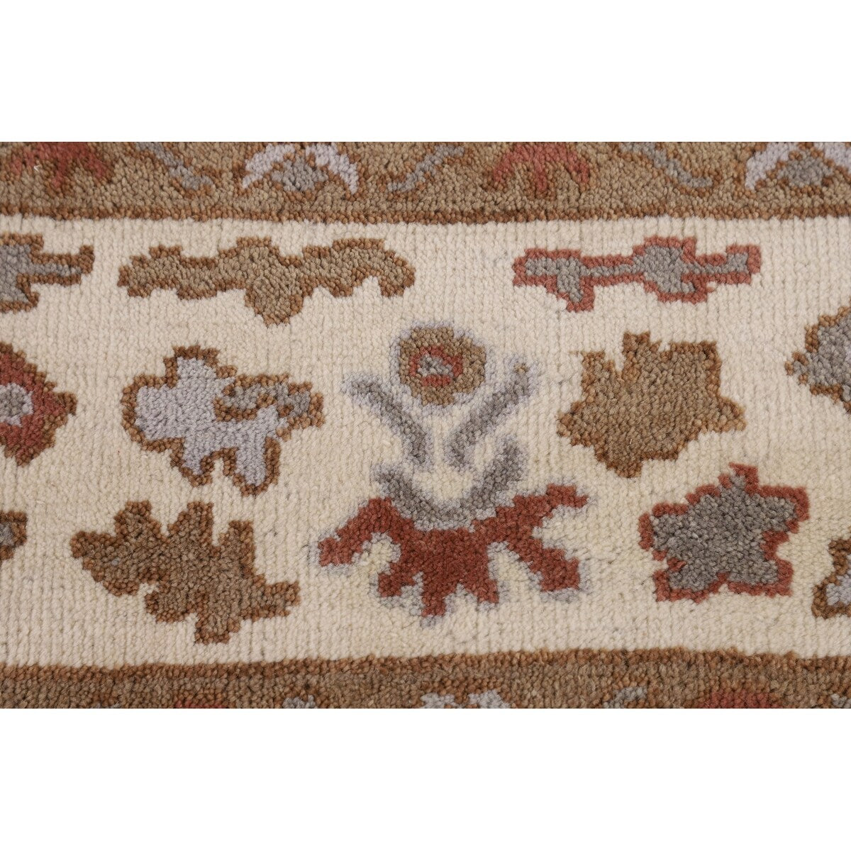 Gray Oushak Indian Area Rug Handmade Geometric Wool Carpet - 8'4"x 9'10"