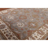 Gray Oushak Indian Area Rug Handmade Geometric Wool Carpet - 8'4"x 9'10"