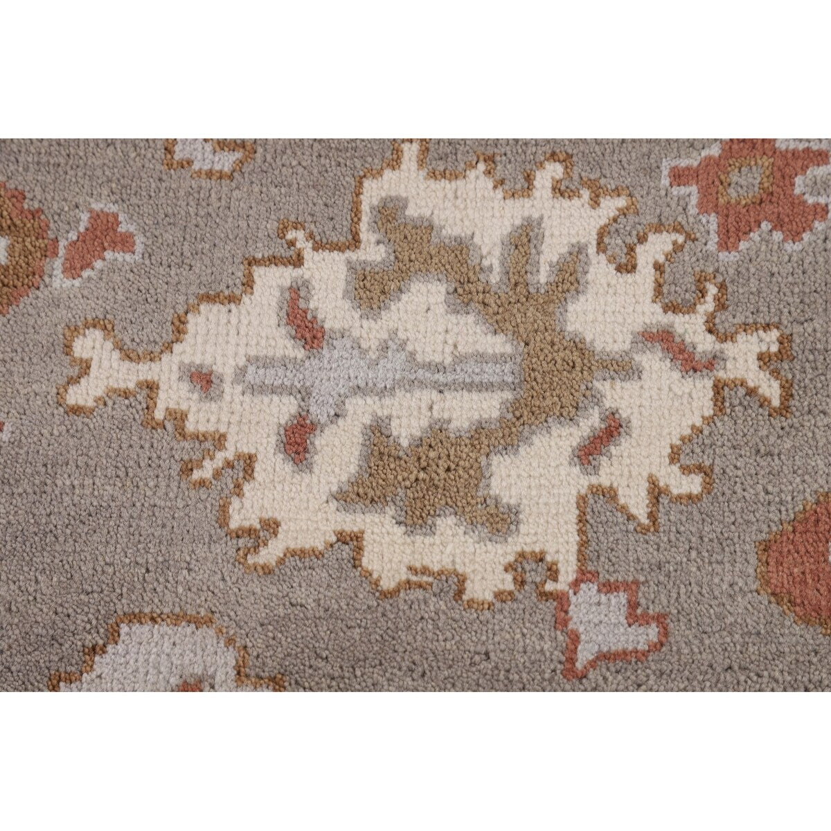 Gray Oushak Indian Area Rug Handmade Geometric Wool Carpet - 8'4"x 9'10"
