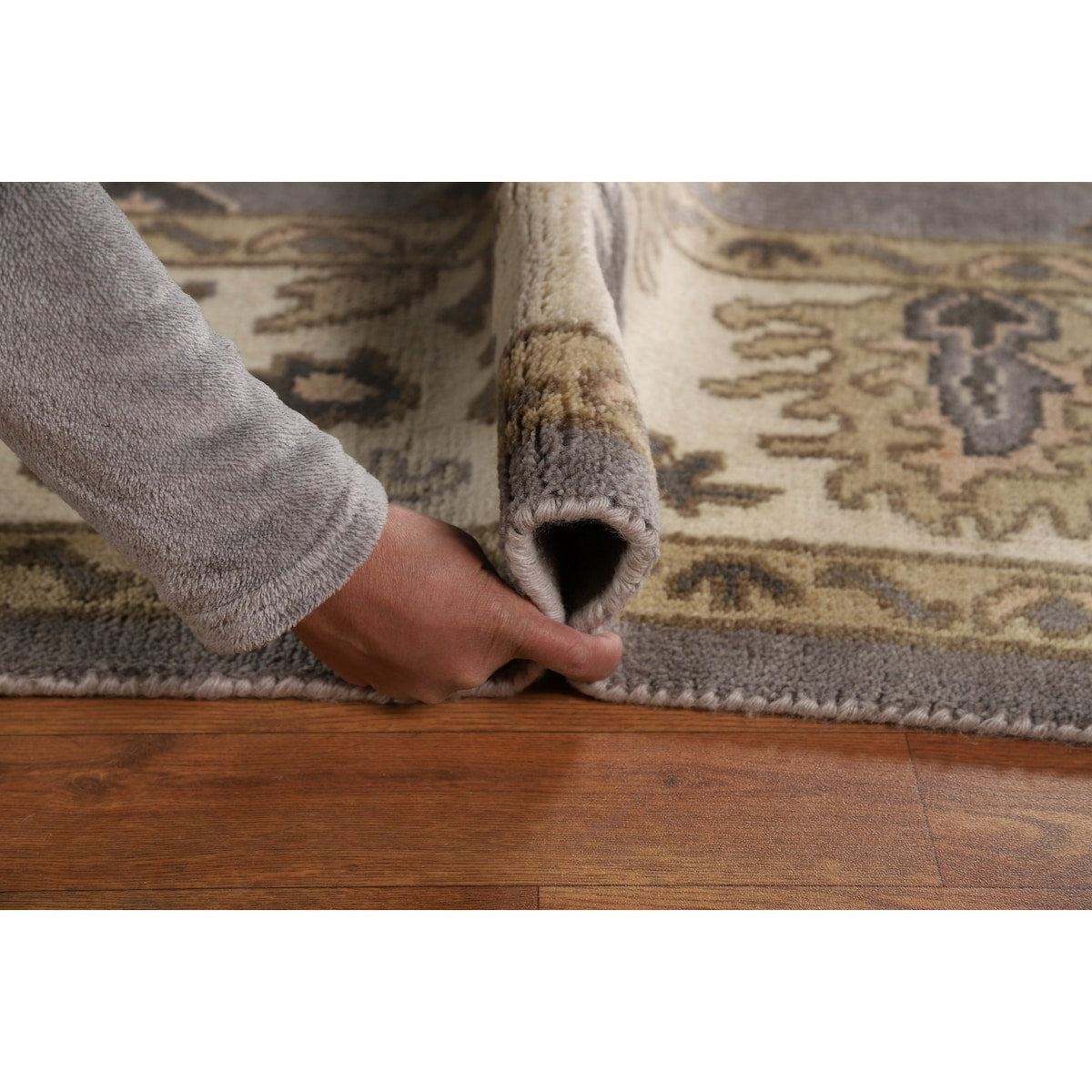 Gray Oushak Indian Area Rug Handmade Wool Carpet - 8'4"x 10'1"