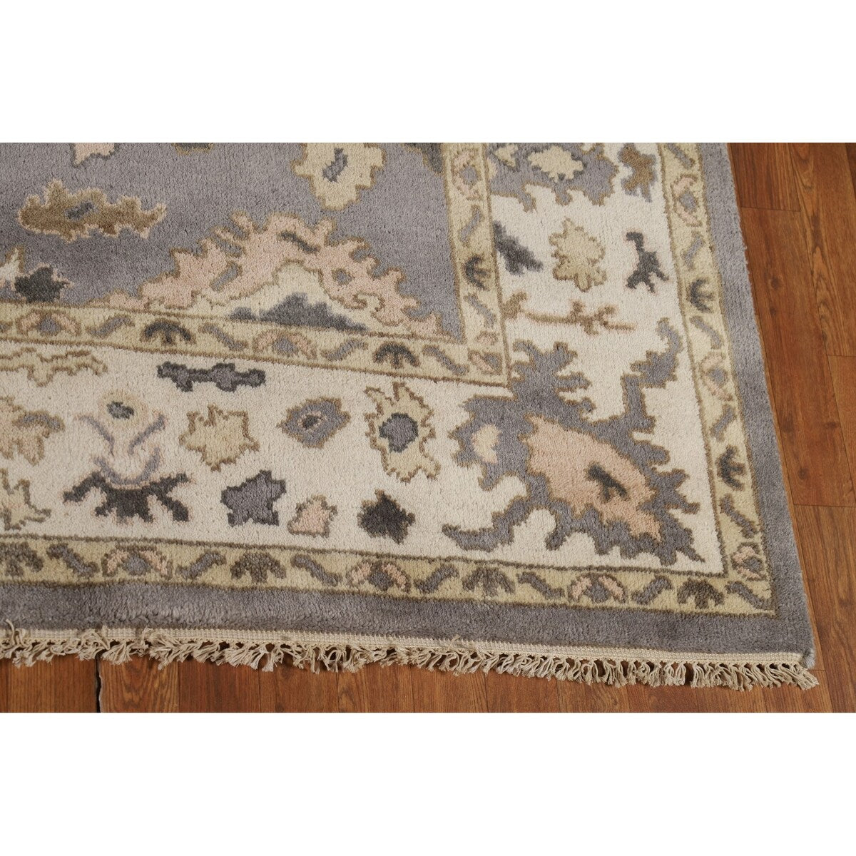 Gray Oushak Indian Area Rug Handmade Wool Carpet - 8'4"x 10'1"