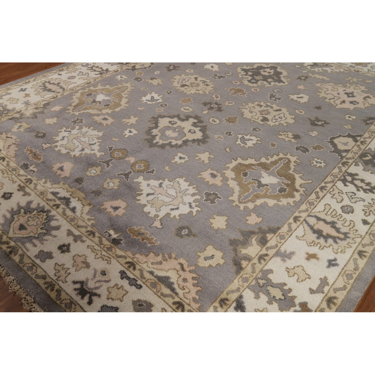 Gray Oushak Indian Area Rug Handmade Wool Carpet - 8'4"x 10'1"