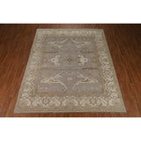 Gray Oushak Style Area Rug Hand-Knotted Wool Carpet - 8'1" x 10'0"
