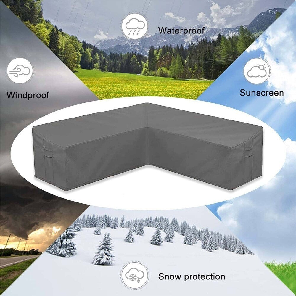 Gray Outdoor Sectional Sofa Cover Tailor for V/L Shaped Patio Furniture
