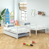 Gray Simple Separable Twin over Twin Wood Bunk Bed with Trundle, Total 3 Twin Beds