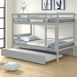 Gray Simple Separable Twin over Twin Wood Bunk Bed with Trundle, Total 3 Twin Beds