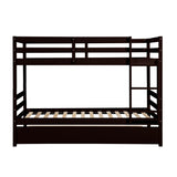 Gray Simple Separable Twin over Twin Wood Bunk Bed with Trundle, Total 3 Twin Beds