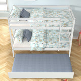 Gray Simple Separable Twin over Twin Wood Bunk Bed with Trundle, Total 3 Twin Beds