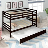 Gray Simple Separable Twin over Twin Wood Bunk Bed with Trundle, Total 3 Twin Beds