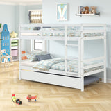 Gray Simple Separable Twin over Twin Wood Bunk Bed with Trundle, Total 3 Twin Beds