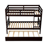 Gray Simple Separable Twin over Twin Wood Bunk Bed with Trundle, Total 3 Twin Beds