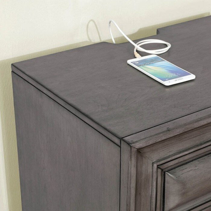 Nightstand Nickel Round Knob Transitional Style 3-Drawers Nightstand