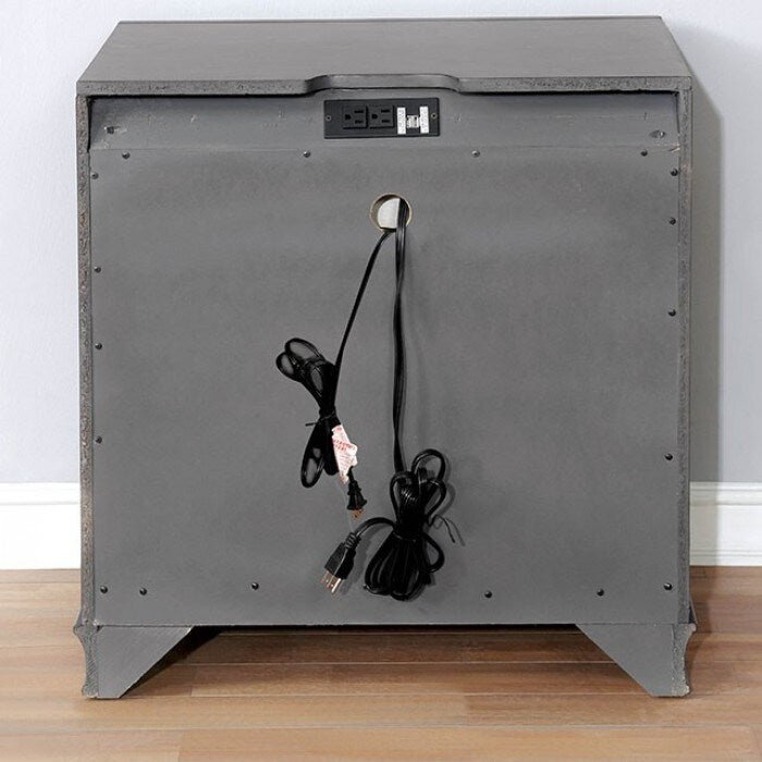 Nightstand Nickel Round Knob Transitional Style 3-Drawers Nightstand