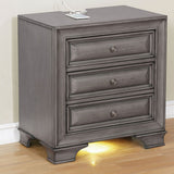 Nightstand Nickel Round Knob Transitional Style 3-Drawers Nightstand