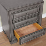 Nightstand Nickel Round Knob Transitional Style 3-Drawers Nightstand