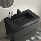 Gray Storage Wall Mounted Floating Bathroom Vanity with Sink