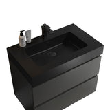 Gray Storage Wall Mounted Floating Bathroom Vanity with Sink