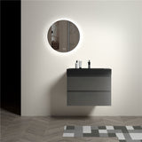 Gray Storage Wall Mounted Floating Bathroom Vanity with Sink
