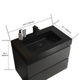 Gray Storage Wall Mounted Floating Bathroom Vanity with Sink