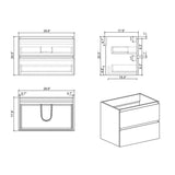Gray Storage Wall Mounted Floating Bathroom Vanity with Sink