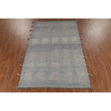 Gray Striped Moroccan Area Rug Hand-Knotted Wool Carpet - 6'7"x 10'9"