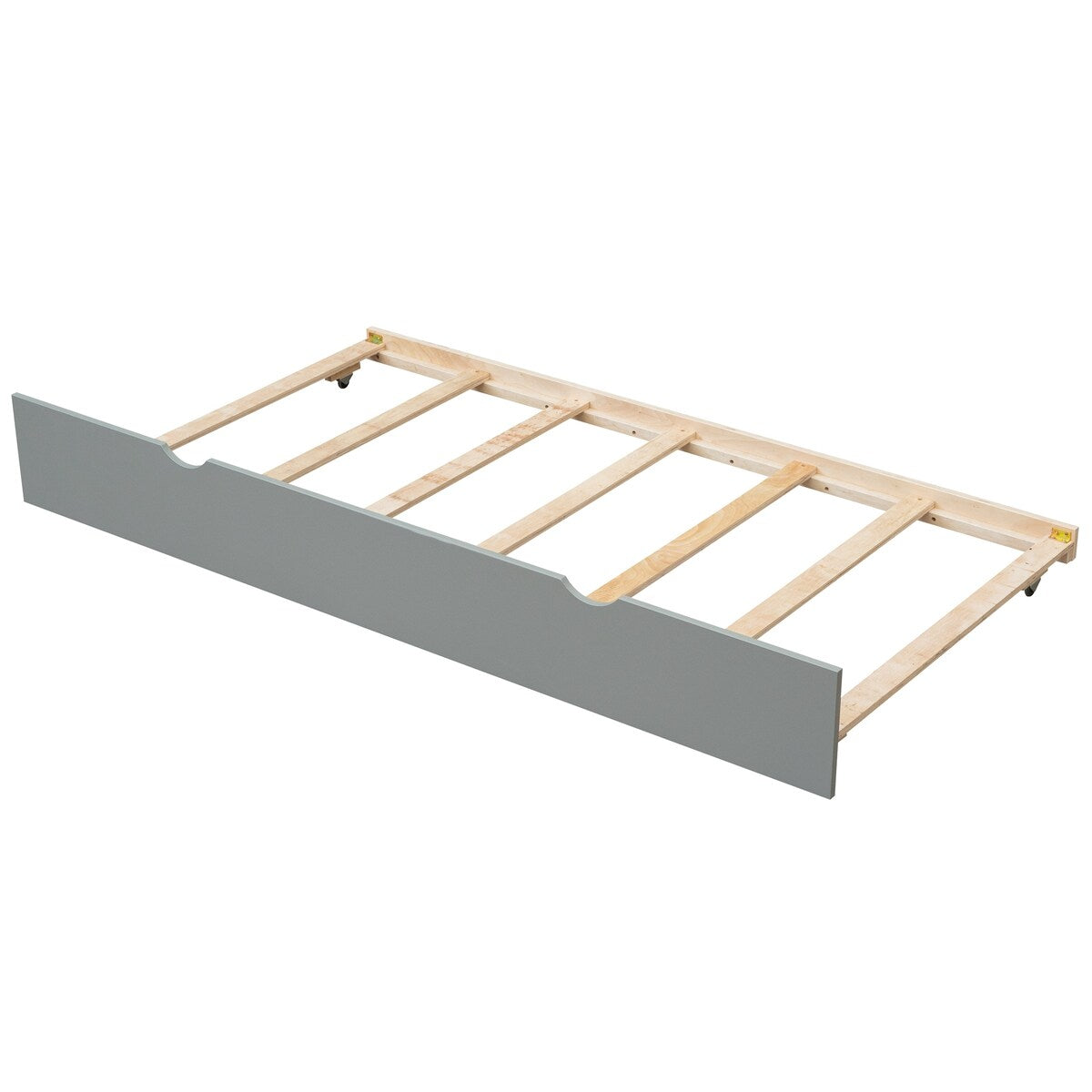Gray Twin over Full Size House Bunk Bed with Storage Staircase and Trundle,Full-Length Guardrail