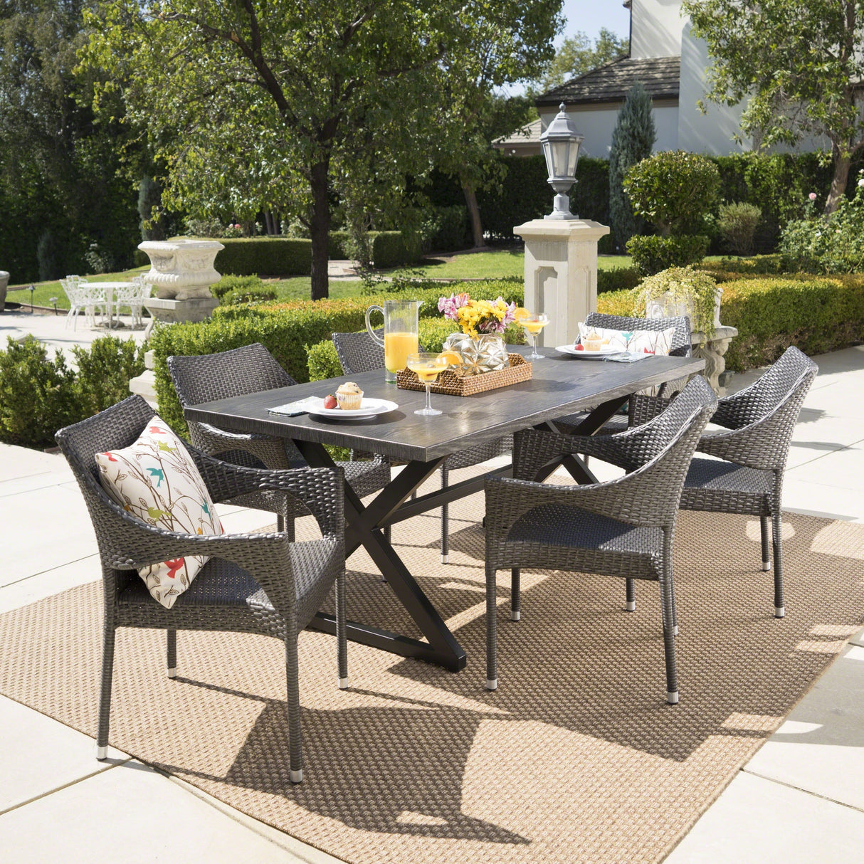 Grayson PE Wicker/ Aluminum/ Iron Outdoor 7-piece Dining Set by Christopher Knight Home