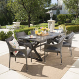 Grayson PE Wicker/ Aluminum/ Iron Outdoor 7-piece Dining Set by Christopher Knight Home