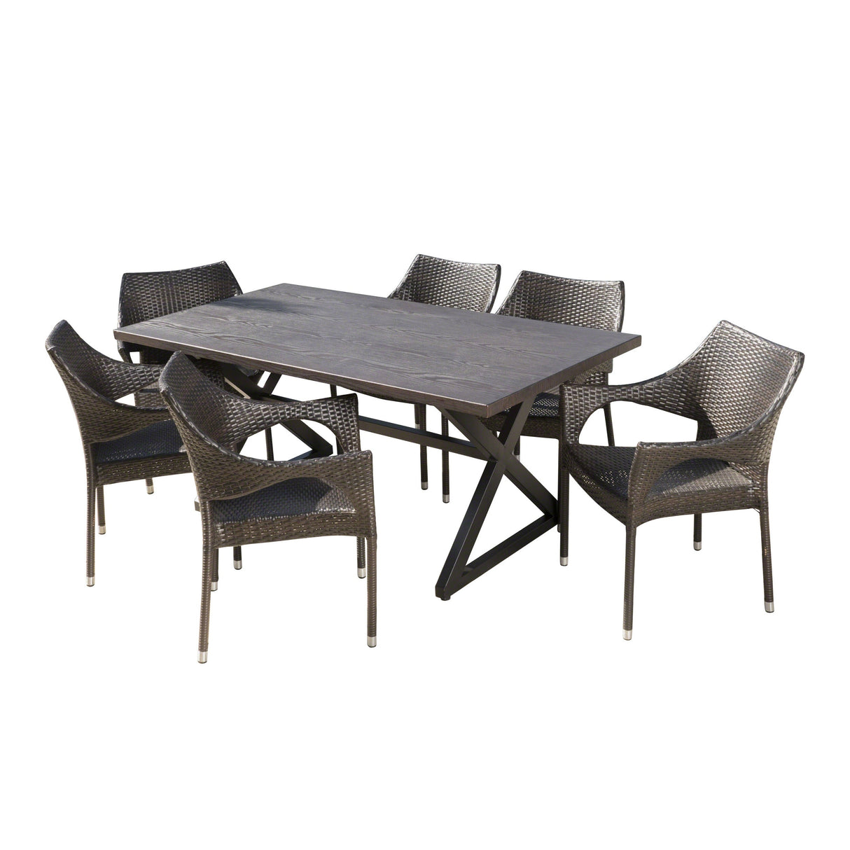 Grayson PE Wicker/ Aluminum/ Iron Outdoor 7-piece Dining Set by Christopher Knight Home