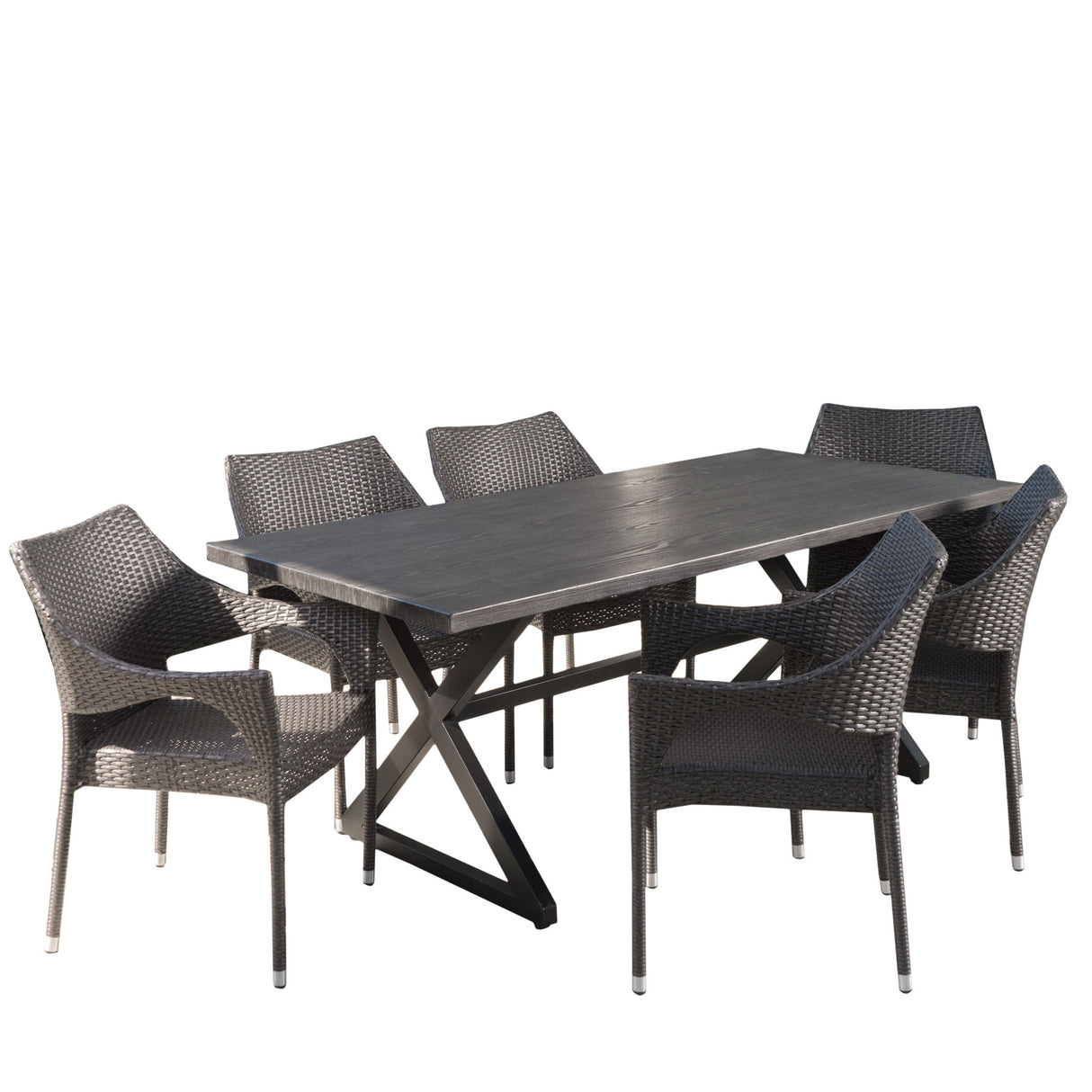 Grayson PE Wicker/ Aluminum/ Iron Outdoor 7-piece Dining Set by Christopher Knight Home