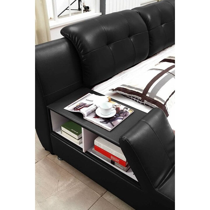 Greatime Modern Faux Leather Upholstered Storage Platform Bed