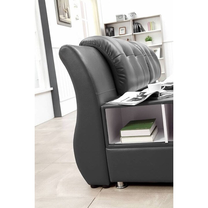 Greatime Modern Faux Leather Upholstered Storage Platform Bed