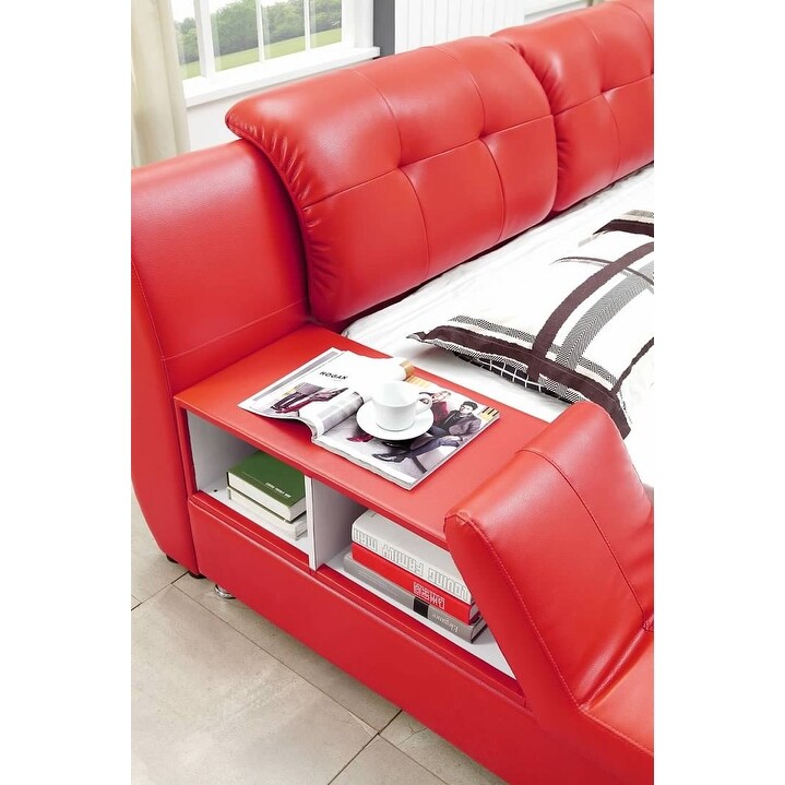 Greatime Modern Faux Leather Upholstered Storage Platform Bed