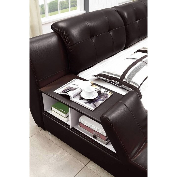 Greatime Modern Faux Leather Upholstered Storage Platform Bed
