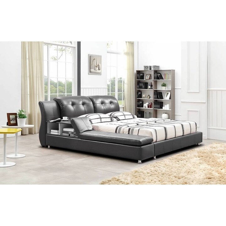 Greatime Modern Faux Leather Upholstered Storage Platform Bed