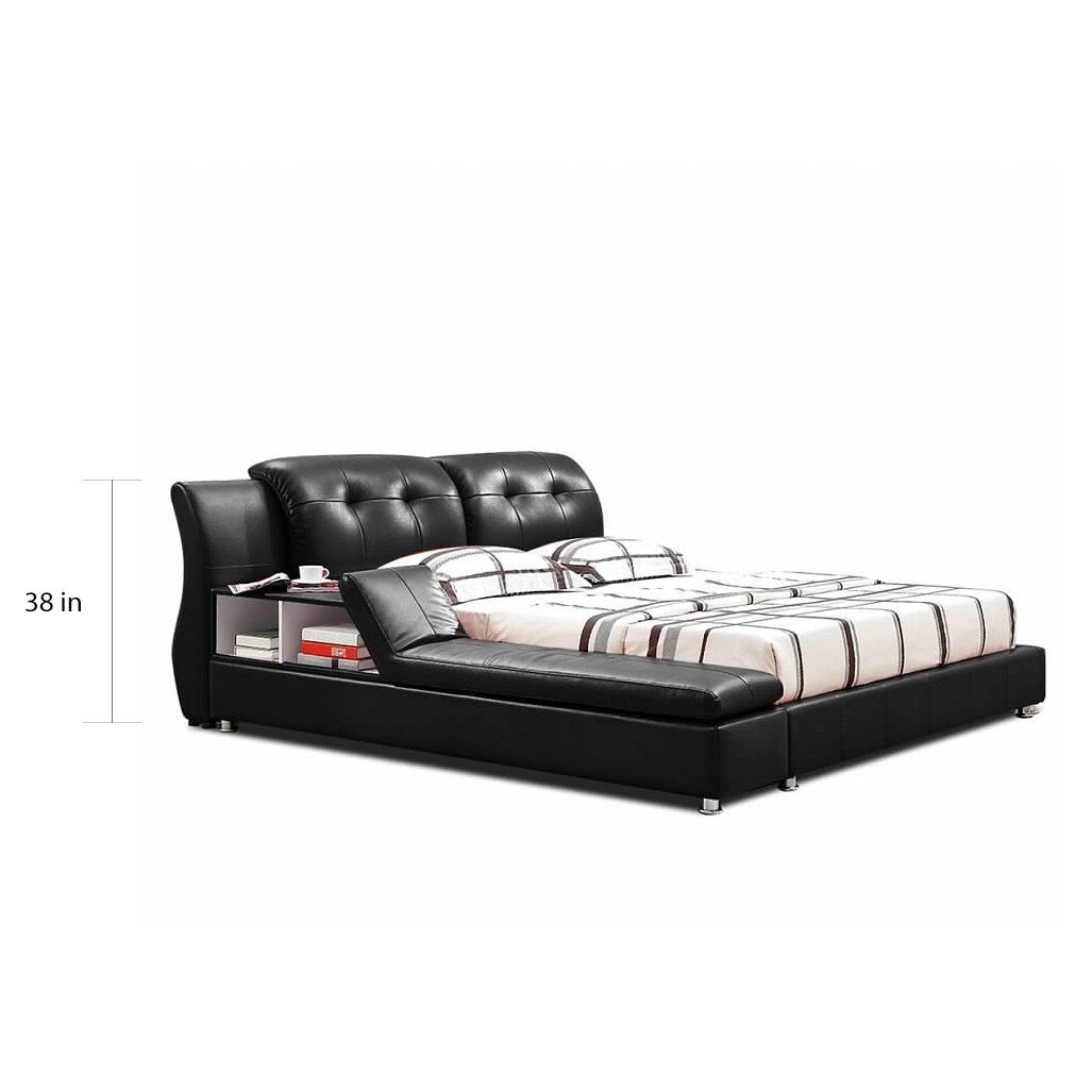 Greatime Modern Faux Leather Upholstered Storage Platform Bed