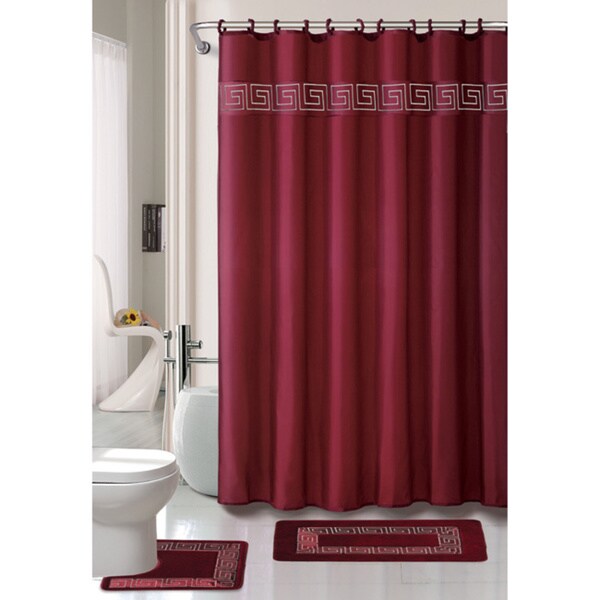 Greek Key 15-piece Bathroom Rug Shower Set