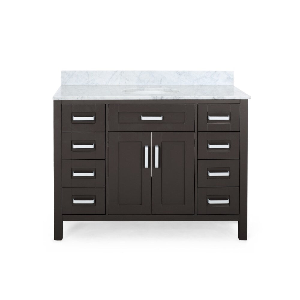 Greeley Contemporary 48" Wood Single Sink Bathroom Vanity with Carrera Marble Top by Christopher Knight Home